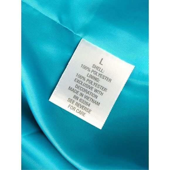 Dressbarn Women’s Size Large Turquoise Open Front Blazer Business Casual GUC - Picture 13 of 13